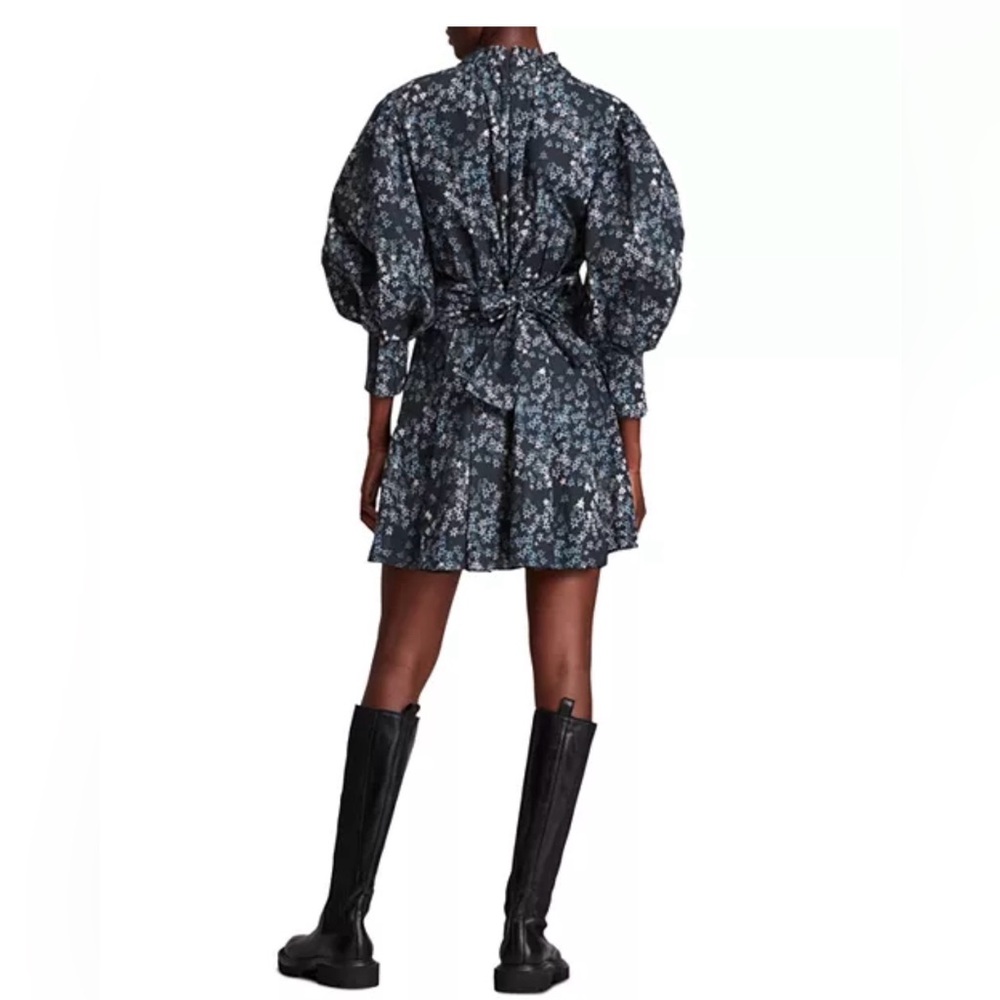 All Saints Black and Blue Floral Midi Dress - Picture 5 of 10